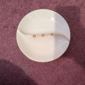Vintage MCM Art Deco Gold And White Ashtray